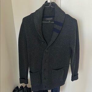 Bloomingdale's Men's Shawl Collar Cardigan - Charcoal with Navy Trim